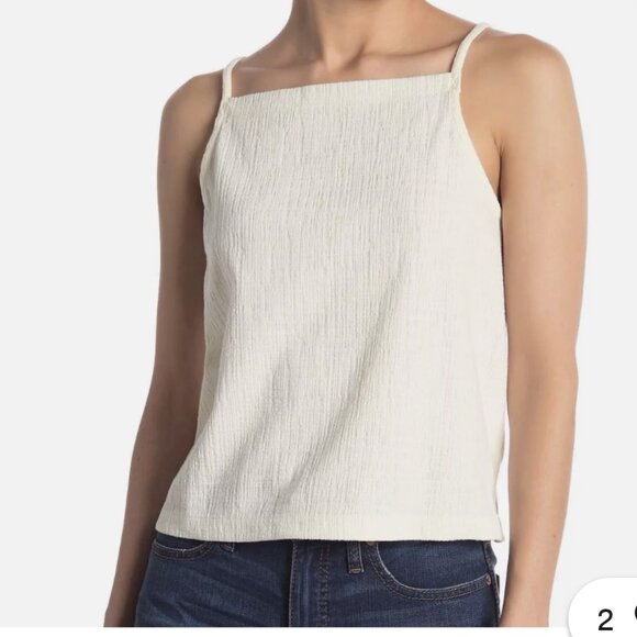 White Apron Textured Tank Top Size Medium - Picture 1 of 4